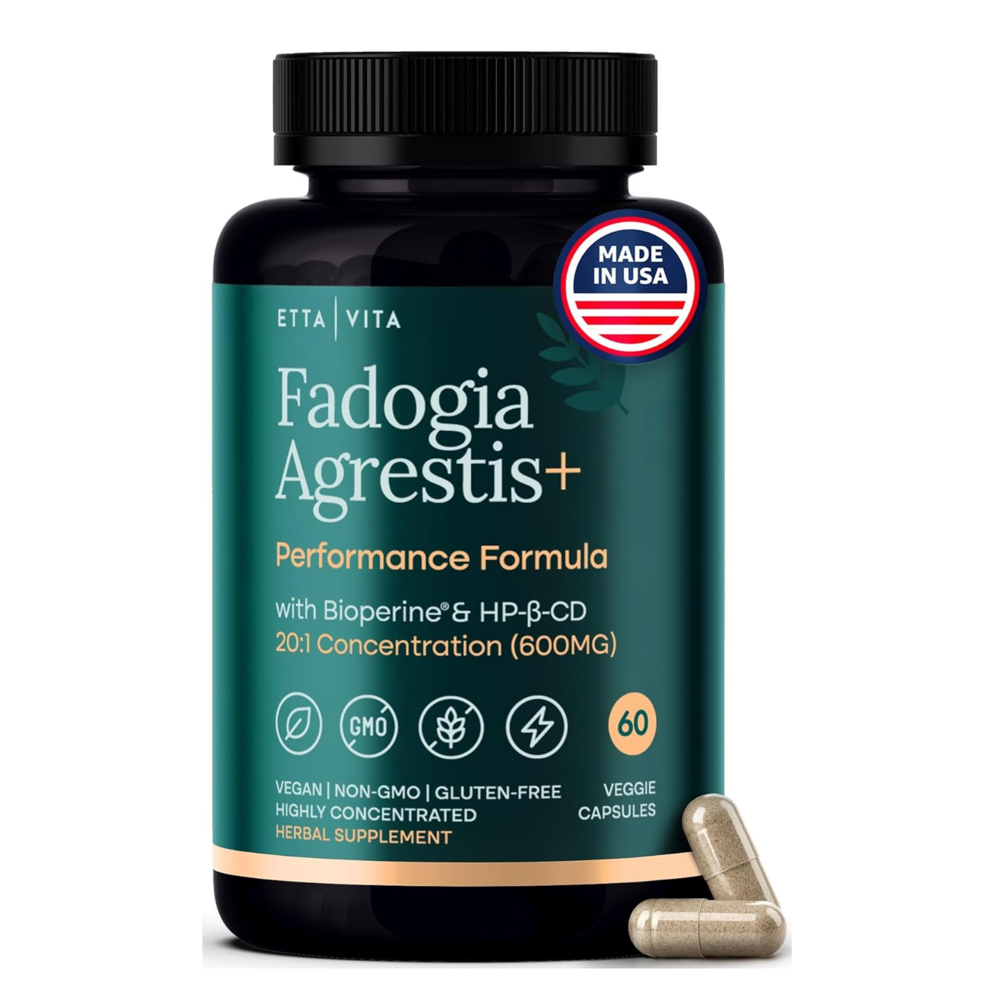 Organic Fadogia Agrestis 600mg for Natural Test Support (2X More Pure - 3X More Absorbent) Athlete Approved - Supports Muscle Growth & Recovery, Healthy Energy Levels, Drive, Stamina & Mood - 60ct