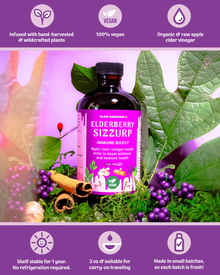 VEGAN Elderberry sizZurp | TRAVEL MINI | with local honey, wild plants, wildcrafted elderberries, and organic ingredients