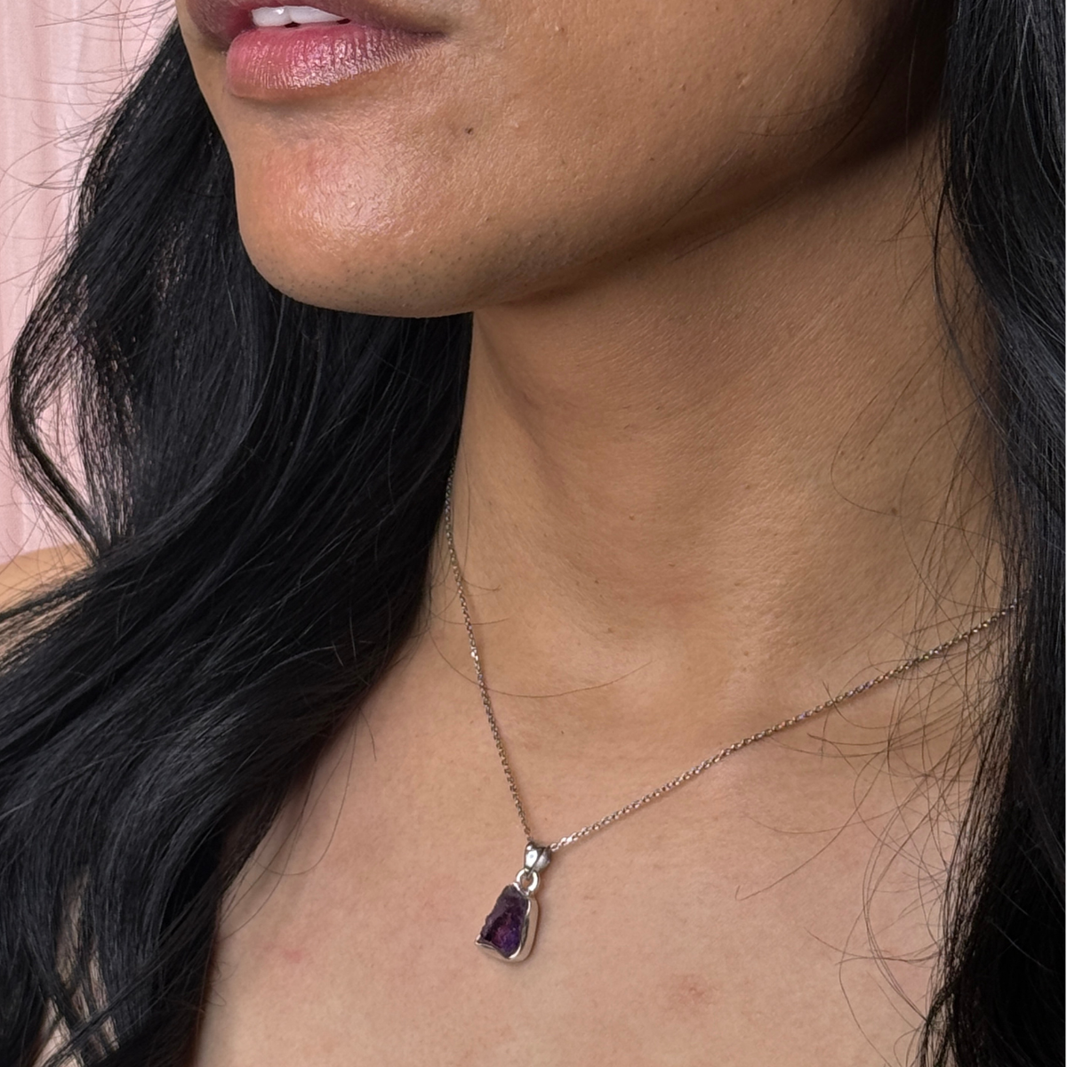 Freeform Gemstone Pendant - Amethyst