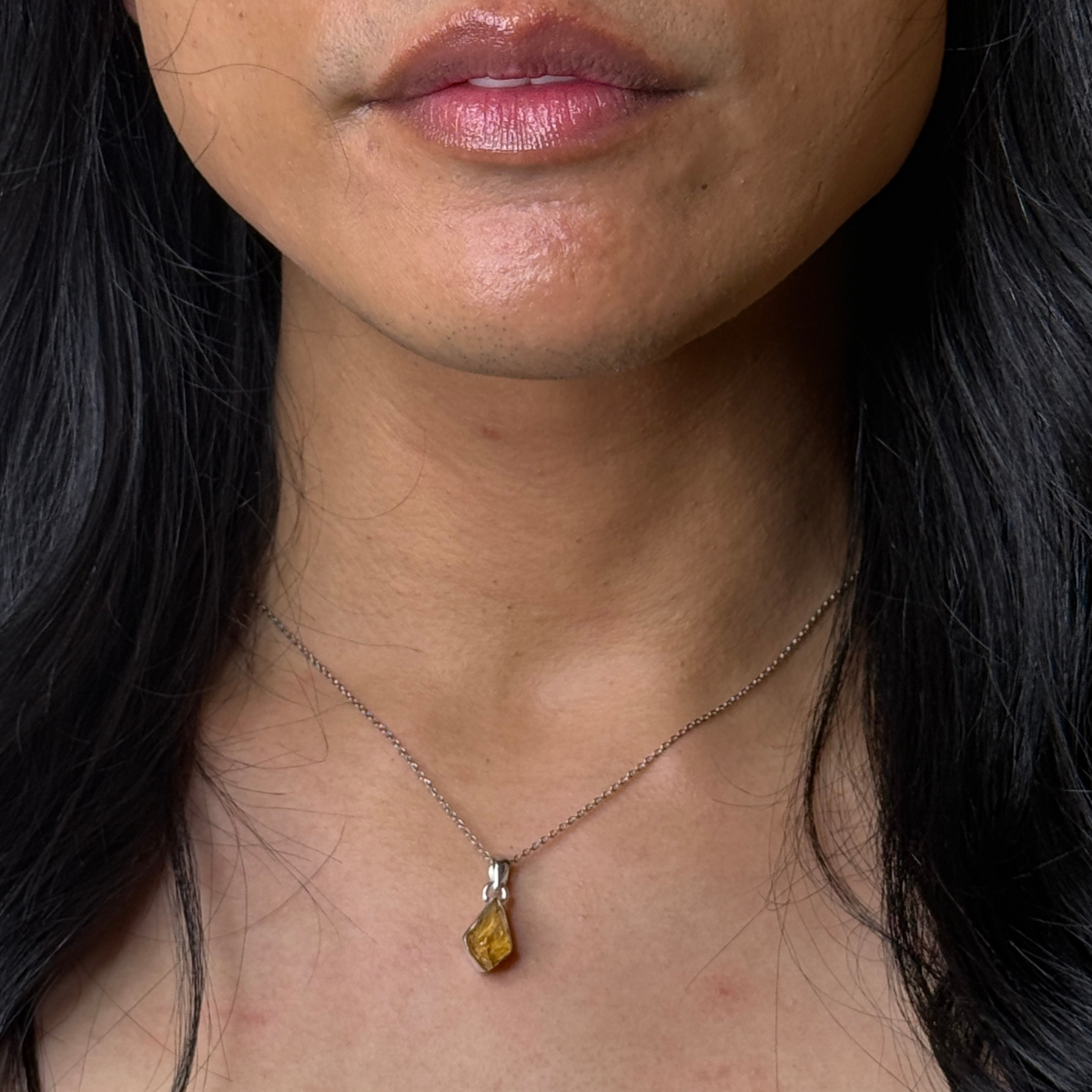 Freeform Gemstone Pendant - Citrine