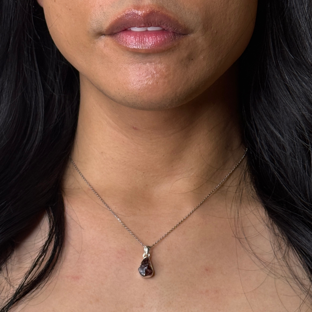 Freeform Gemstone Pendant - Garnet