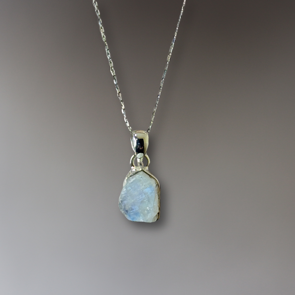Freeform Gemstone Pendant - Rainbow Moonstone