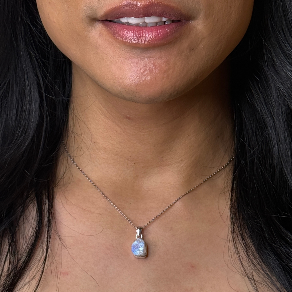 Freeform Gemstone Pendant - Rainbow Moonstone