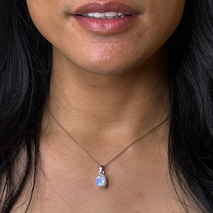 Freeform Gemstone Pendant - Rainbow Moonstone