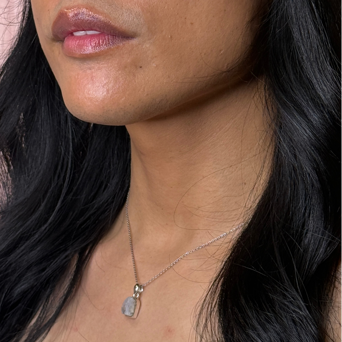 Freeform Gemstone Pendant - Rainbow Moonstone