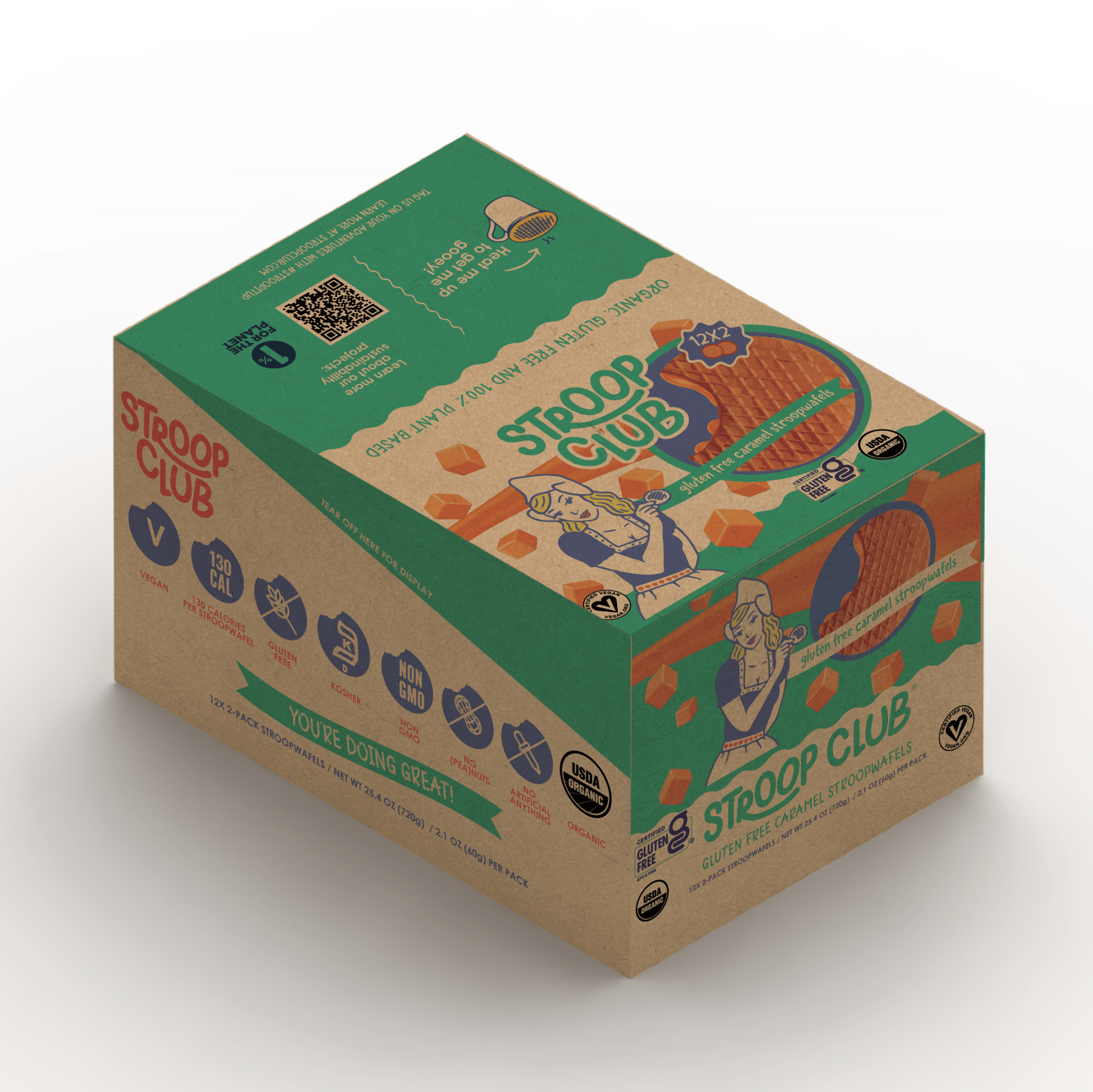 Gluten Free and Plant Based Traditional Caramel Organic Stroopwafels (box of 12x 2 - pack - 24 total) - Vegan America