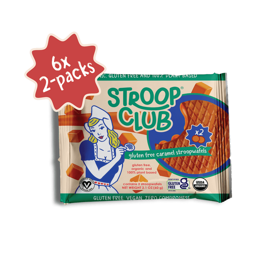Gluten Free and Plant-Based Traditional Caramel Organic Stroopwafels (6x 2-pack - 12 total)