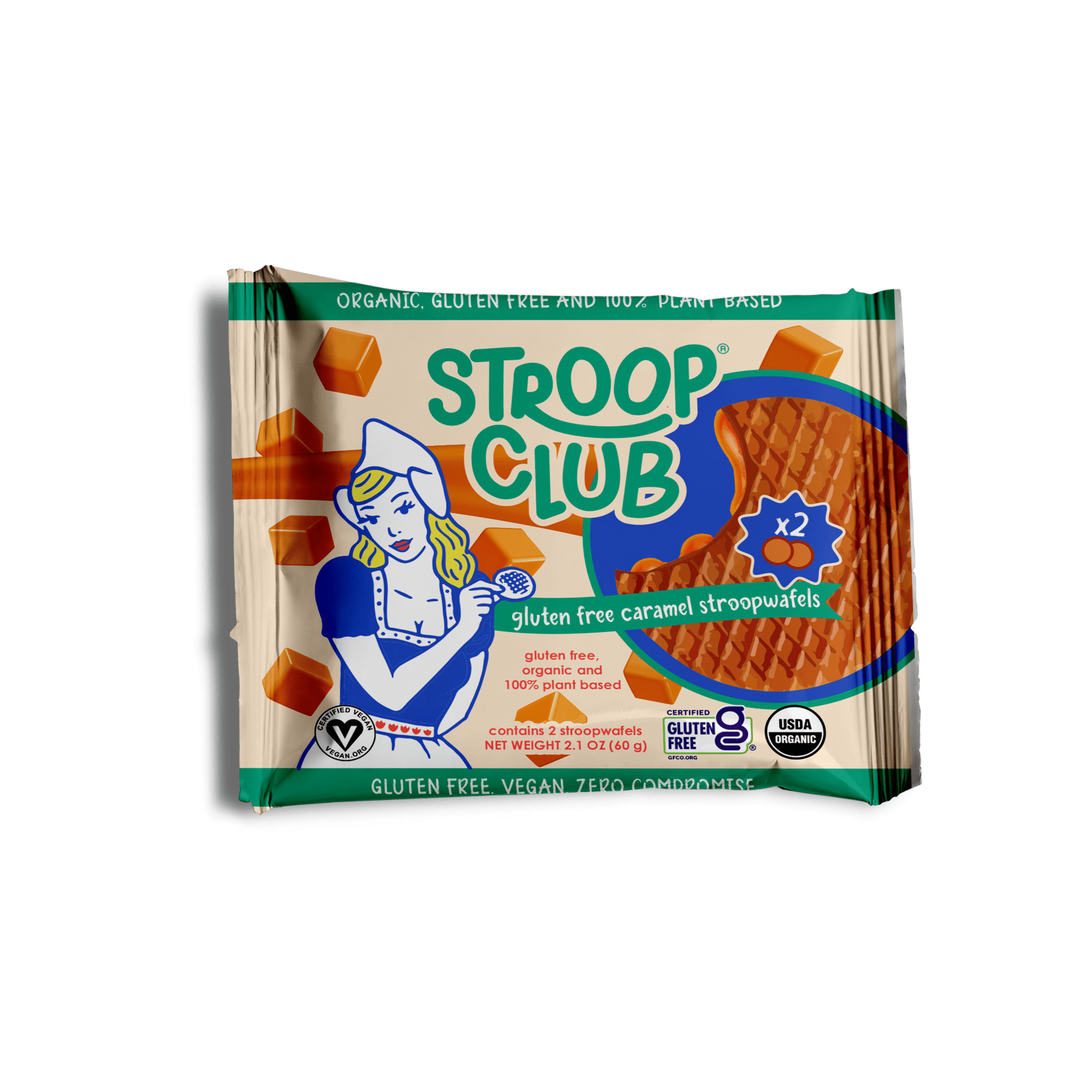 Gluten Free and Plant Based Traditional Caramel Organic Stroopwafels (box of 12x 2 - pack - 24 total) - Vegan America