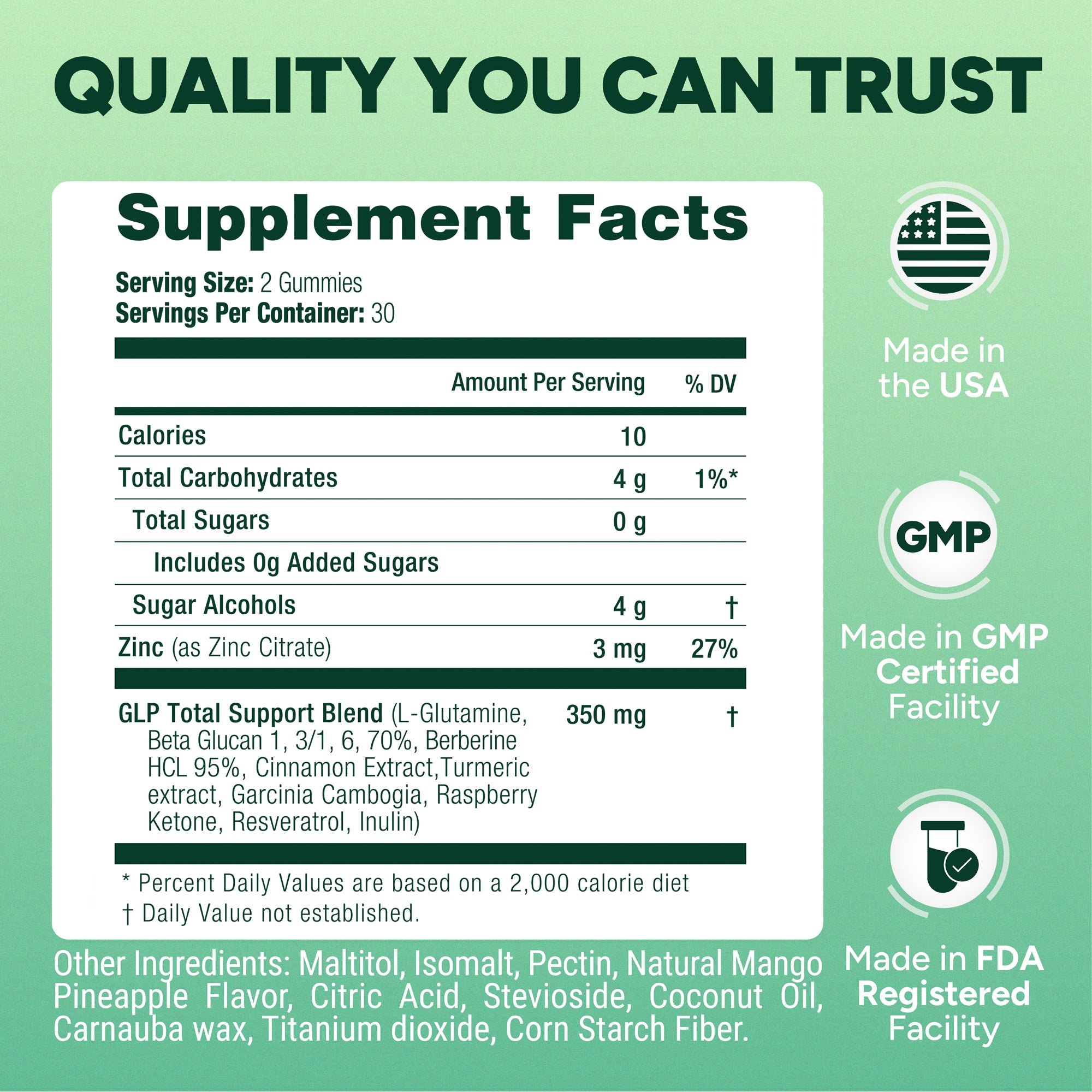 Ingredient list for GLP1 Activator+ with Berberine and Turmeric - GLP-1 Gummies