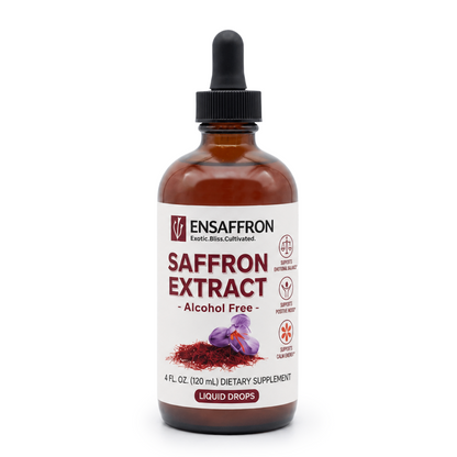 Premium Saffron Extract (Made With Pure Saffron Threads) Liquid Drops Tincture/Alcohol-Free
