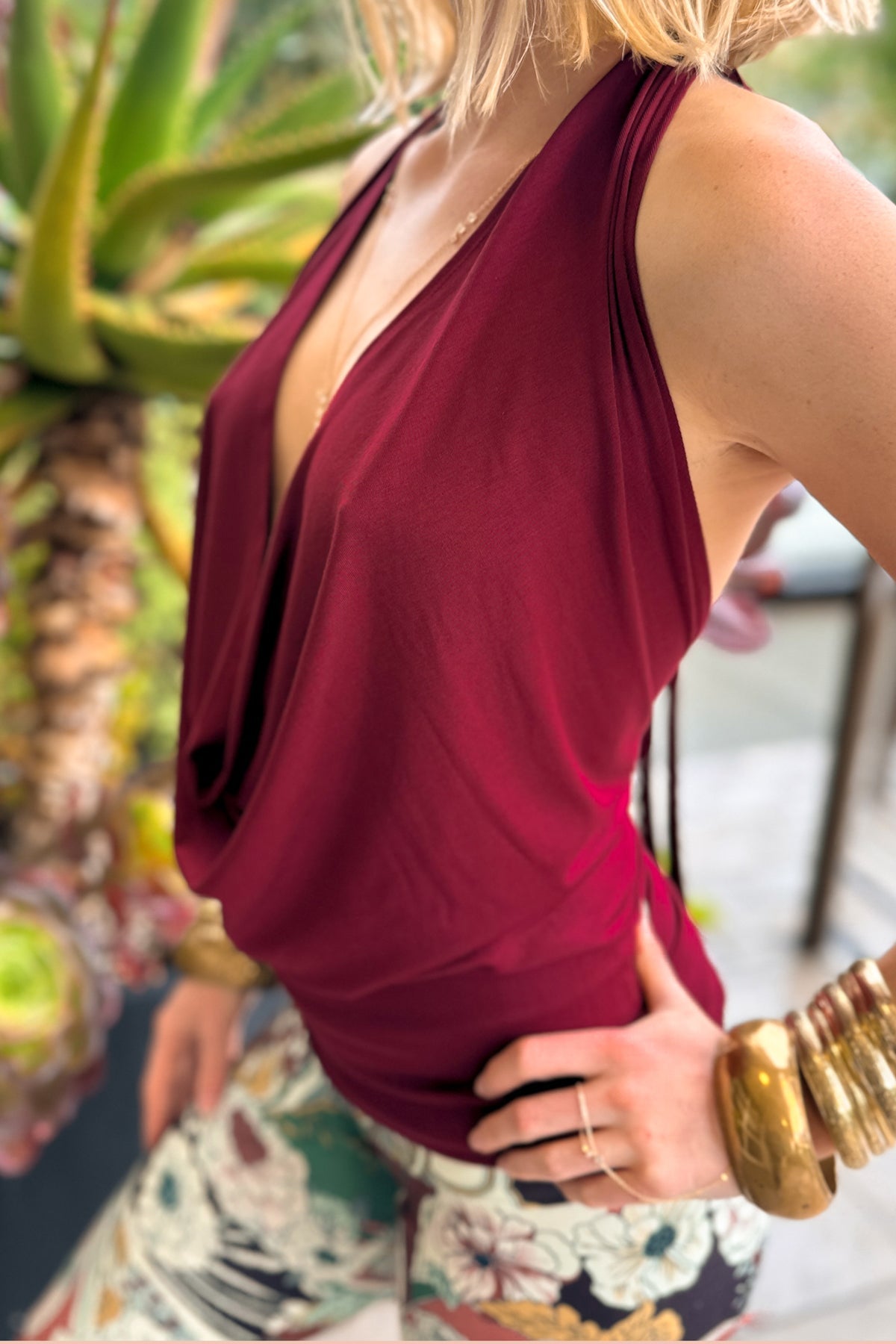 COWL TOP - GARNET - Vegan America