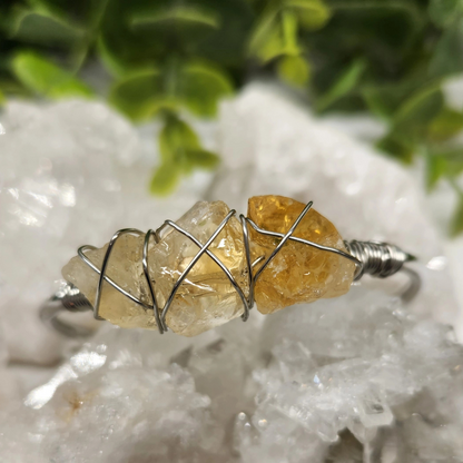 Gemstone Wire-Wrapped Bracelet - Citrine White Gold