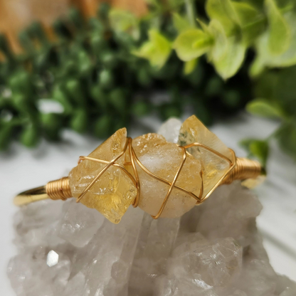 Gemstone Wire-Wrapped Bracelet - Citrine Yellow Gold