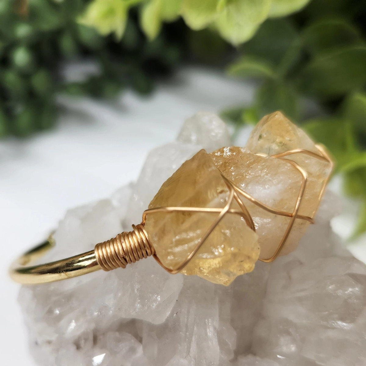 Gemstone Wire-Wrapped Bracelet - Citrine Yellow Gold