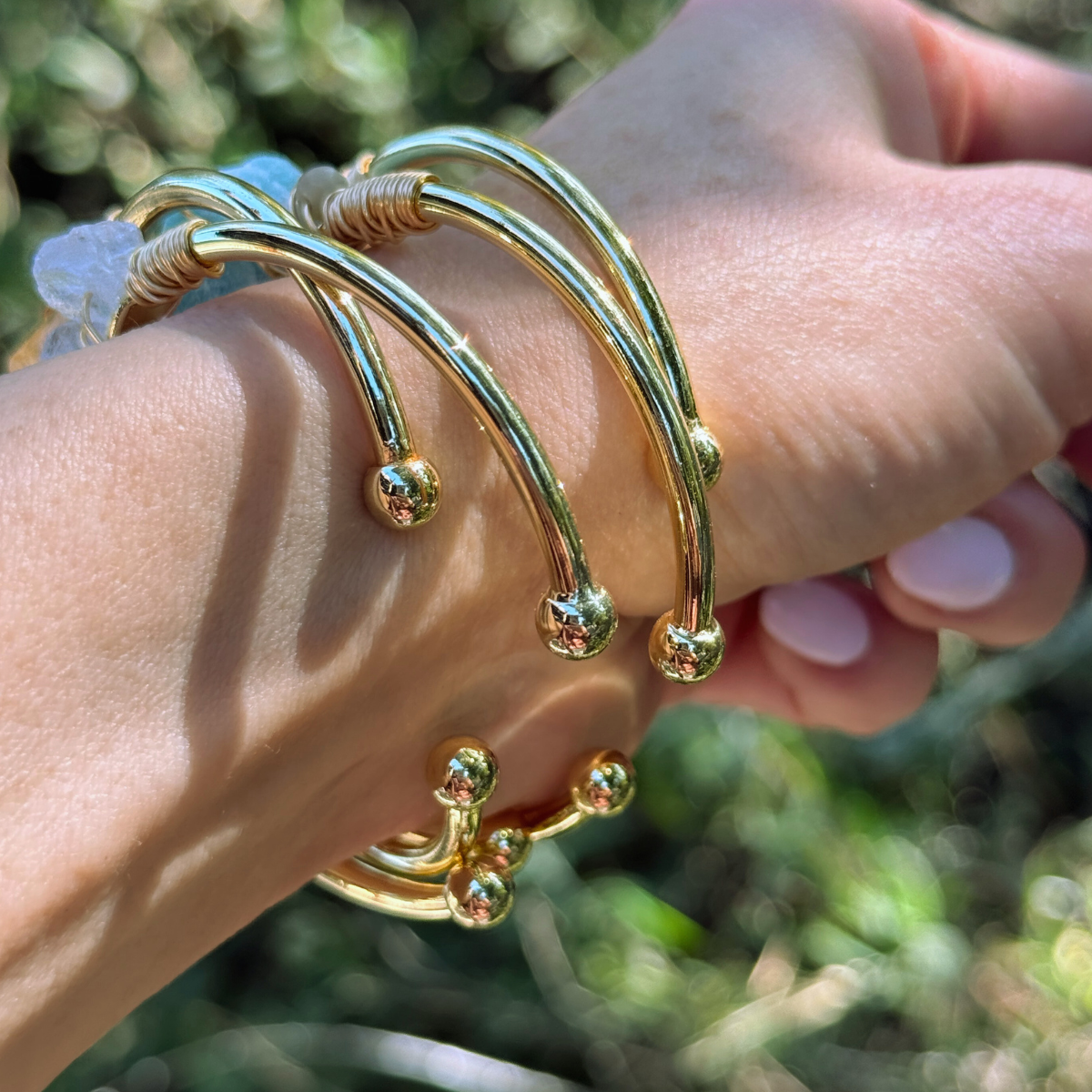 Gemstone Wire-Wrapped Bracelets - Yellow Gold