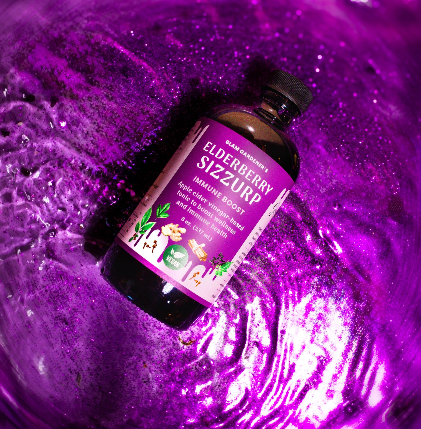VEGAN ELDERBERRY SIZZURP (syrup) | with maple syrup, wild plants, wildcrafted elderberries, and organic ingredients