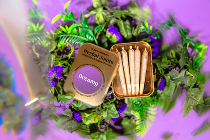 DREAMY | 5-pack of Herbal pre-rolls for smoking with wildcrafted and organic mullein, mugwort, mint, and sage for calming, sweet dreams, and relaxation