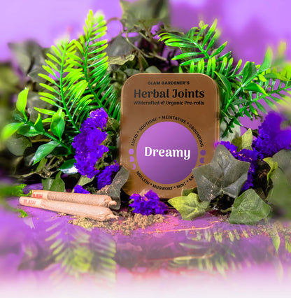 DREAMY | 5-pack of Herbal pre-rolls for smoking with wildcrafted and organic mullein, mugwort, mint, and sage for calming, sweet dreams, and relaxation