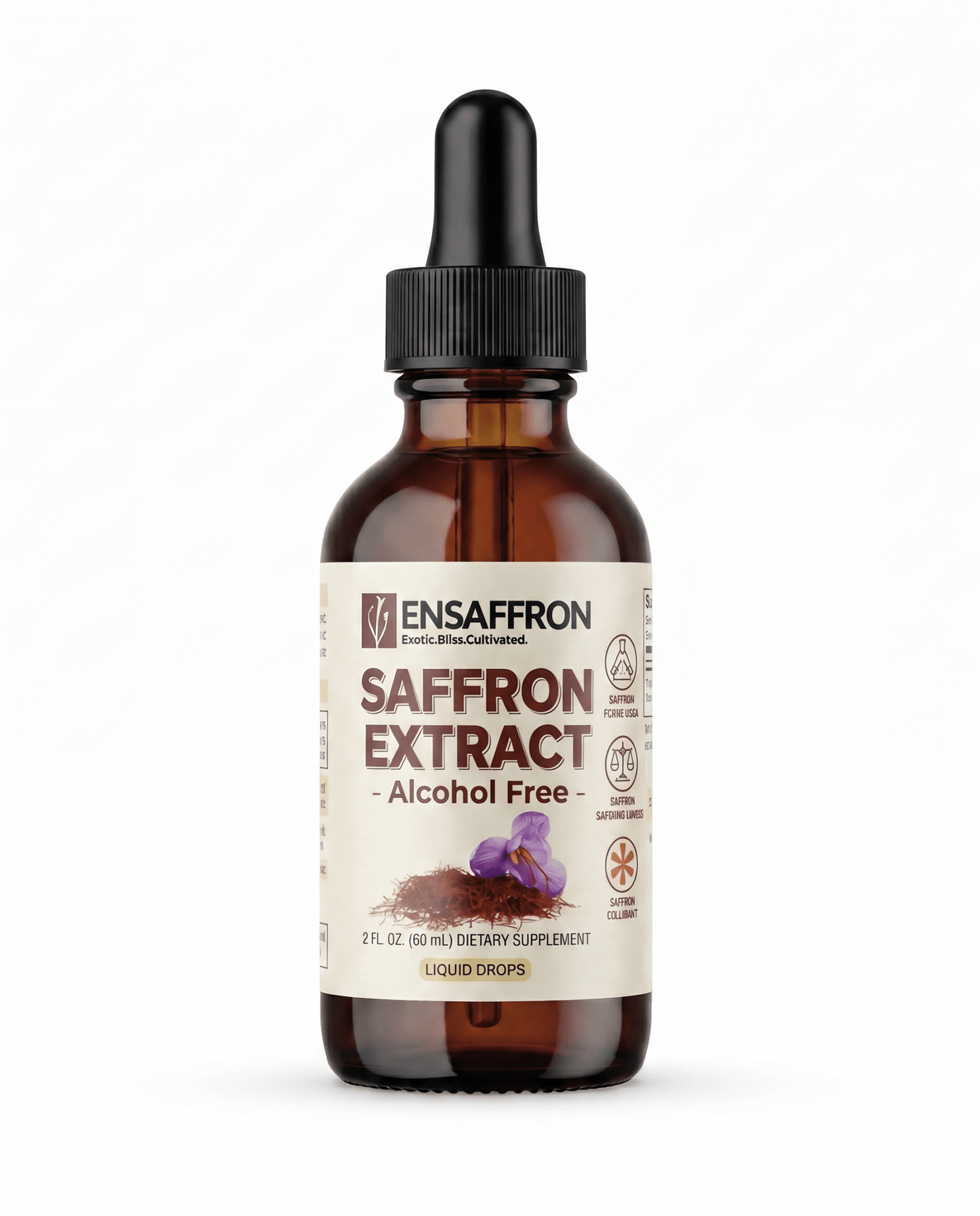 Premium Saffron Extract Liquid Drops (Made With Pure Threads) Alcohol-Free - Vegan America