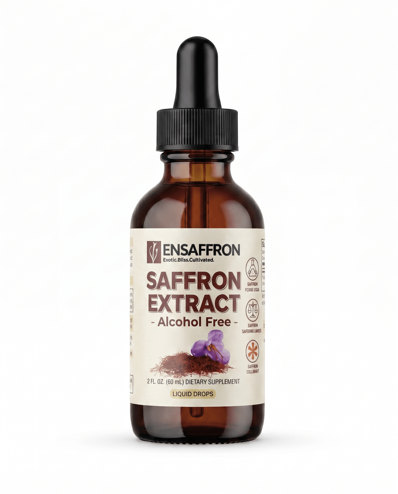 Premium Saffron Extract Liquid Drops (Made With Pure Threads) Alcohol-Free - Vegan America