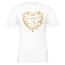Plant Based Love Funny Vegan Premium Tshirt (Gold) - Vegan America