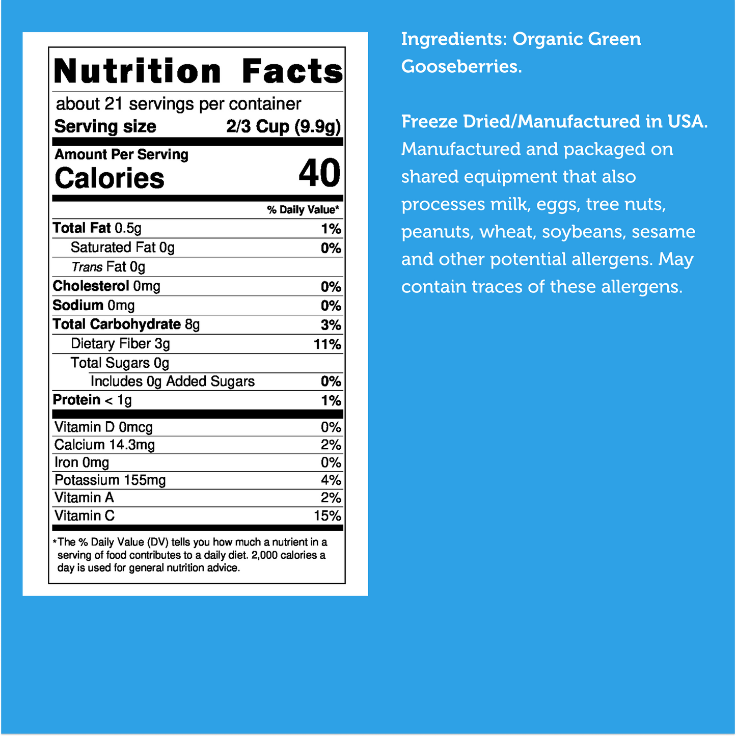 Freeze Dried Organic Green Gooseberries