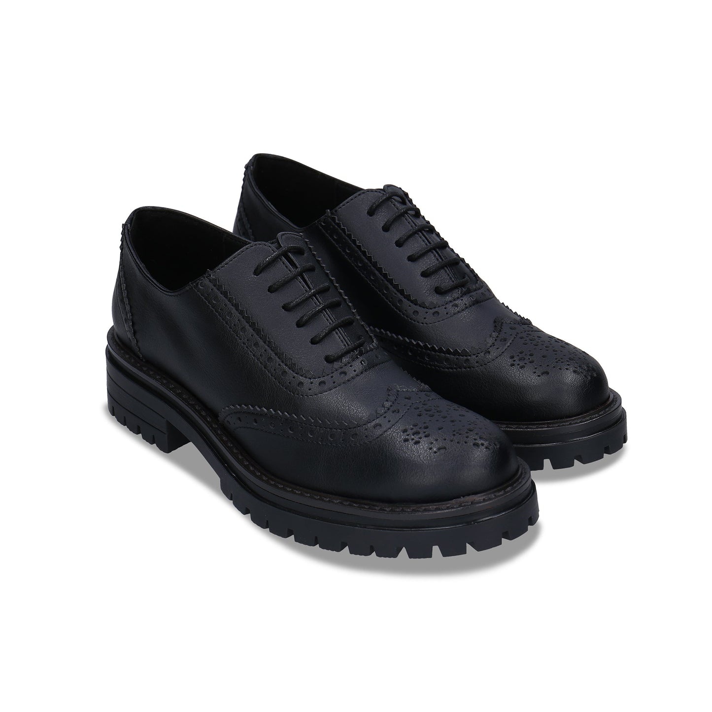 Women's Vegan Brogue Derby Shoes Grace Black