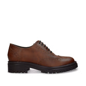 Women's Vegan Brogue Derby Shoes Grace Brown - Vegan America