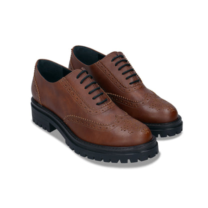 Women's Vegan Brogue Derby Shoes Grace Brown