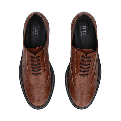 Women's Vegan Brogue Derby Shoes Grace Brown