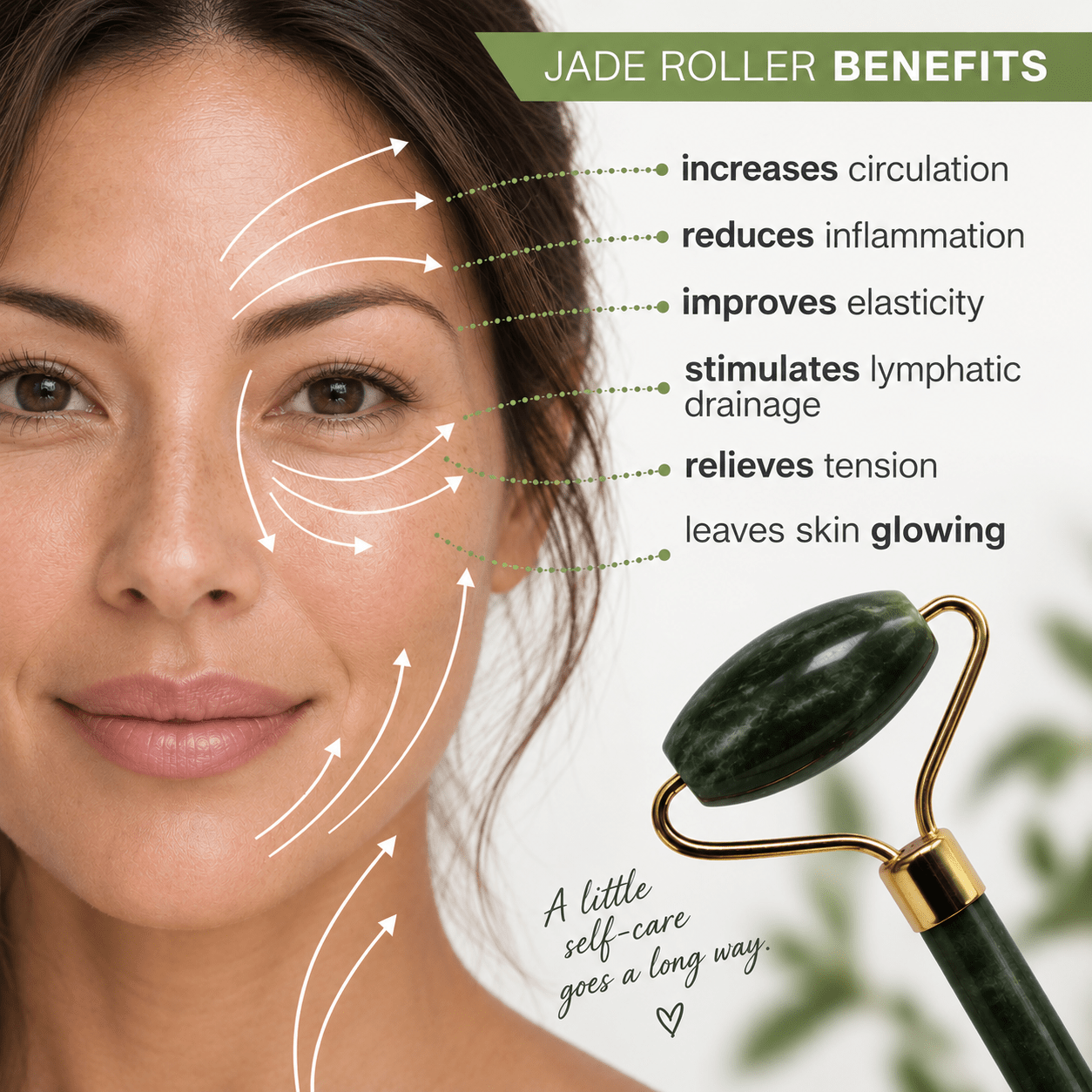 Gua Sha Jade Facial Roller Tool - Vegan America