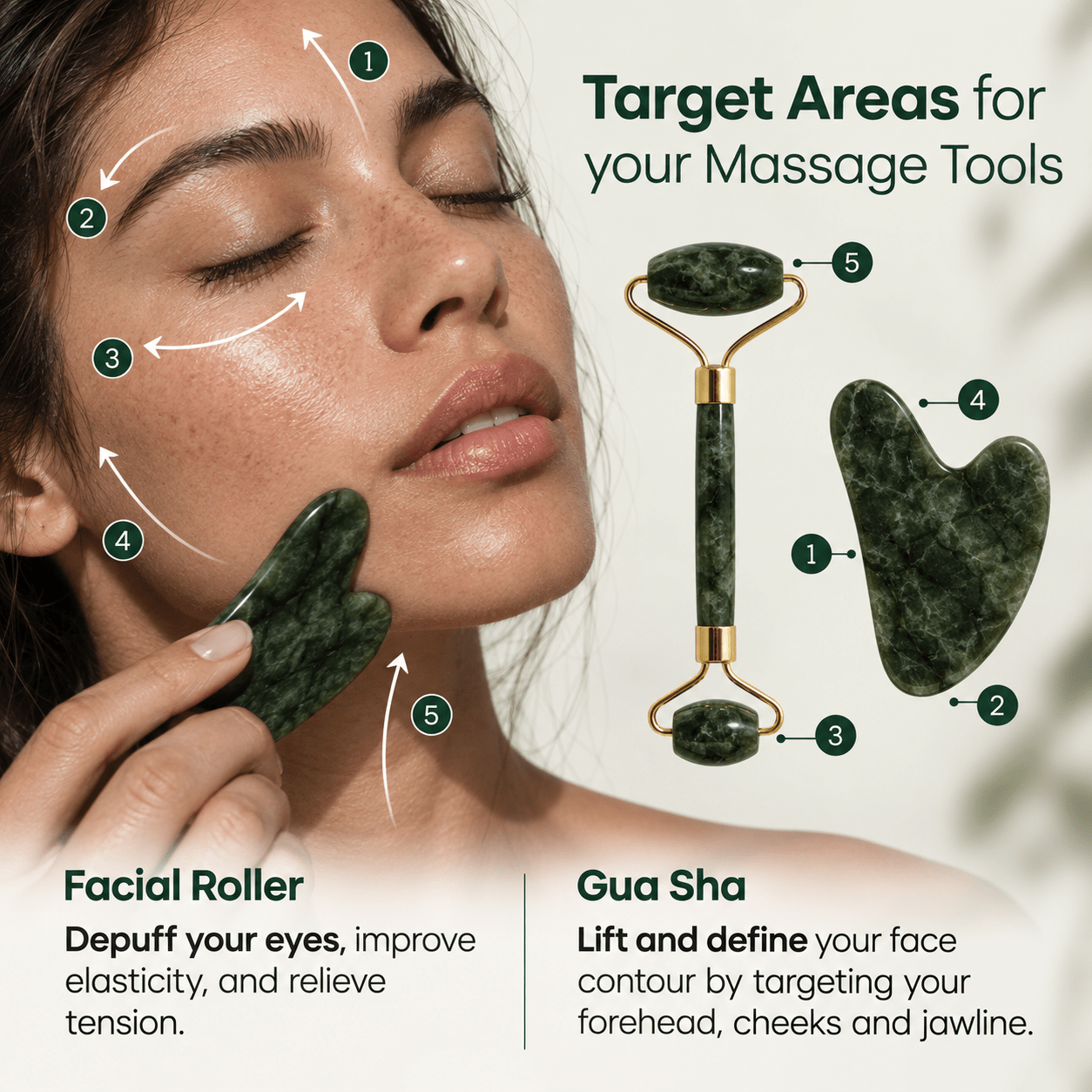 Gua Sha Jade Tool Bundle - Vegan America
