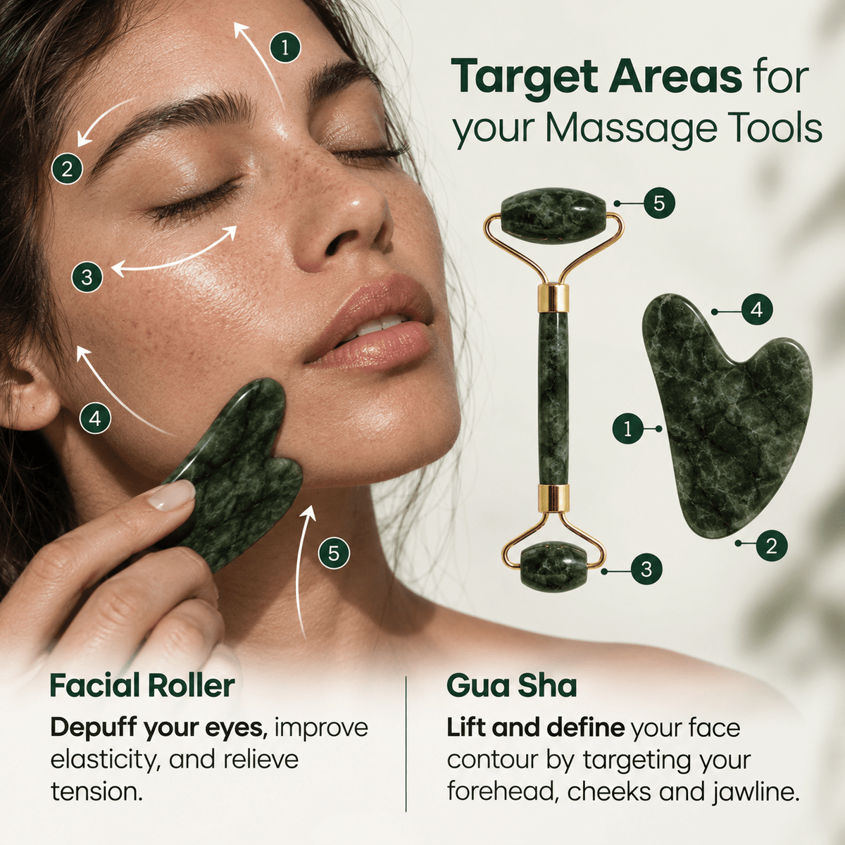 Gua Sha Jade Tool Bundle - Vegan America