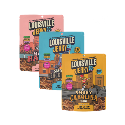 3 Bag Variety Pack | Best-Selling Flavors | Includes Maple Bacon, Smoked Black Pepper, & Smoky Carolina BBQ | Gluten-Free, Non-GMO, Plant-Based Jerky (Copy)
