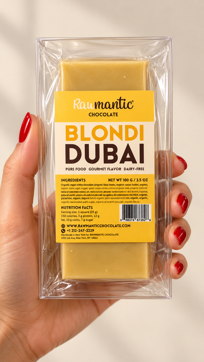 Vegan BLONDIE DUBAI White Chocolate Bar, Pistachio Knafeh 90g
