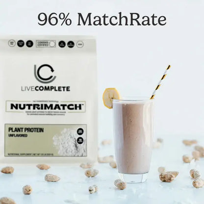 LiveComplete NutriMatch™ Plant Protein | Unflavored | 20 Servings | 20g Clean Vegan Protein Powder with 96% Match Rate