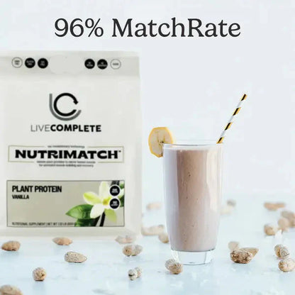 LiveComplete NutriMatch™ Plant Protein | Vanilla | 10 Servings | 20g Clean Plant Protein Powder with 96% Match Rate