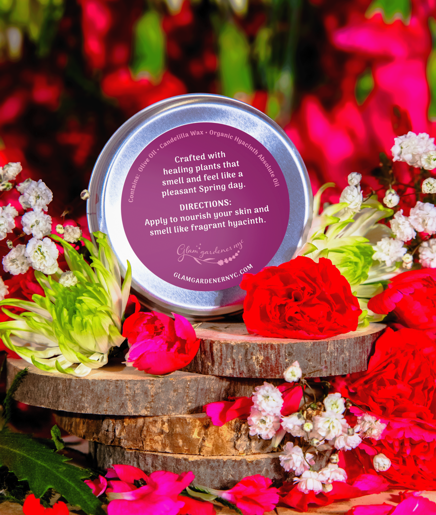 VEGAN HYACINTH BLOOMS • Natural solid perfume and hydrating lotion infused with Hyacinth absolute oil and plant - based wax - Vegan America