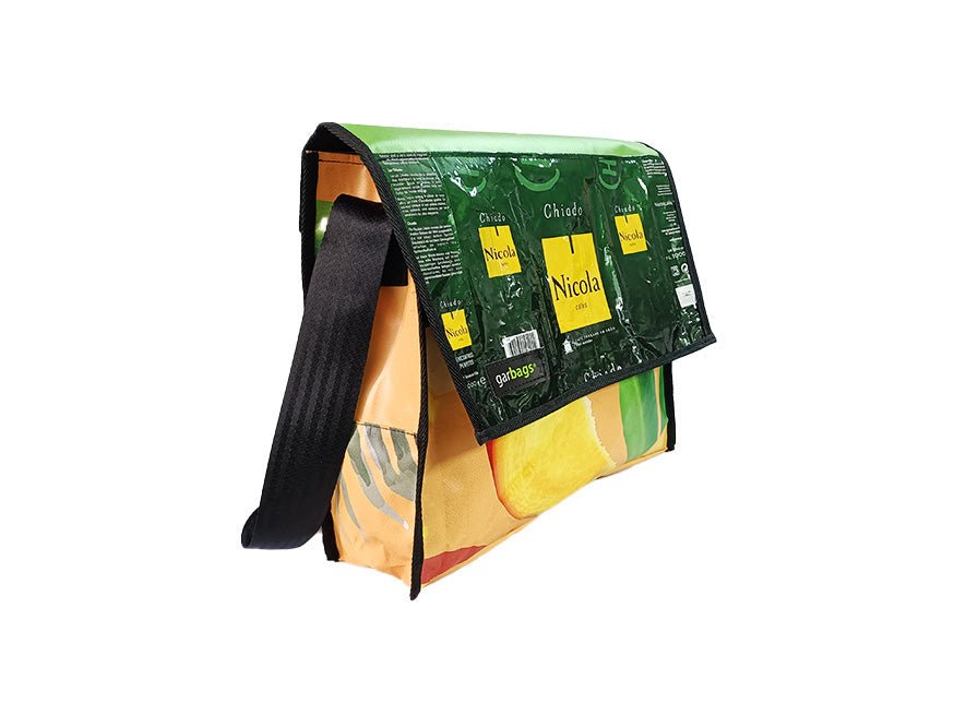 messenger Bag XL coffee package yellow and green - Vegan America