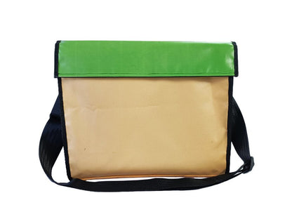 messenger Bag XL coffee package yellow and green - Vegan America