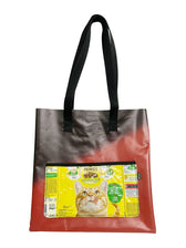 shopping bag cat food yellow, black and brown - Vegan America