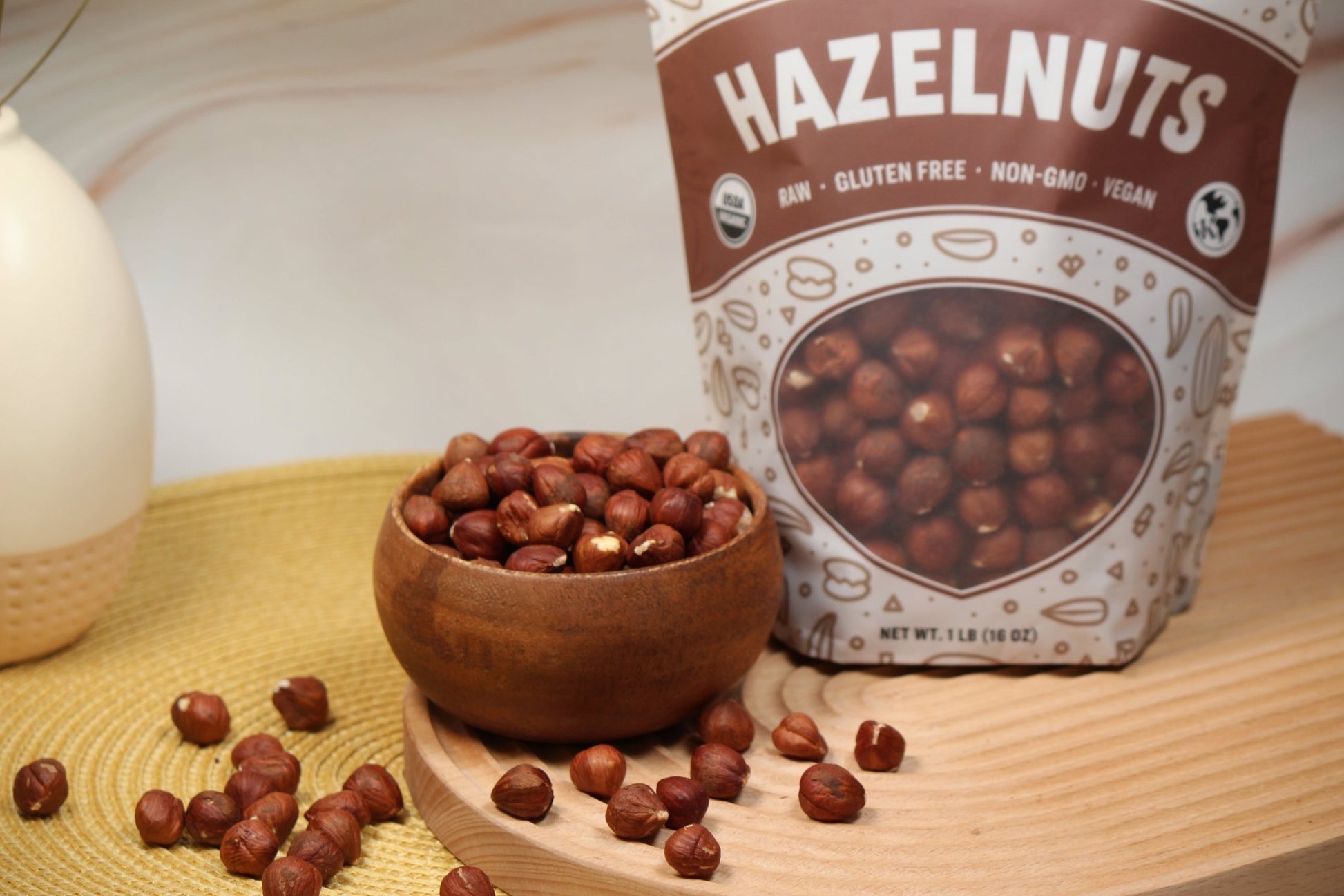 RawGuru Raw Organic Hazelnuts - 16 oz - Vegan America