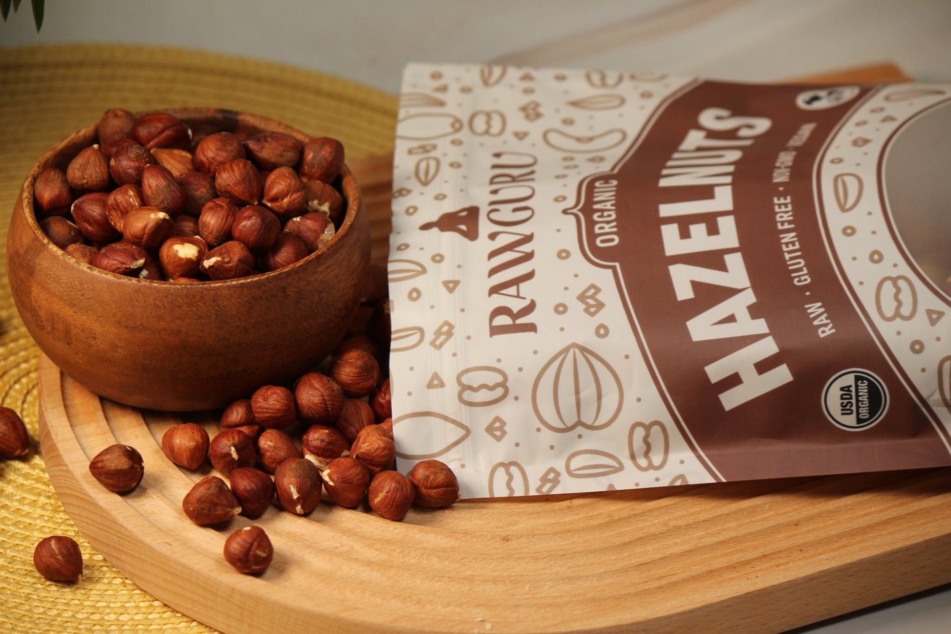 RawGuru Raw Organic Hazelnuts - 16 oz - Vegan America