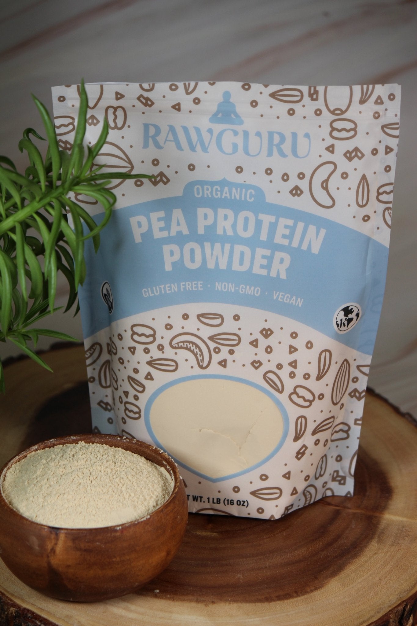 RawGuru Organic Raw Pea Protein Powder - 16oz - Vegan America