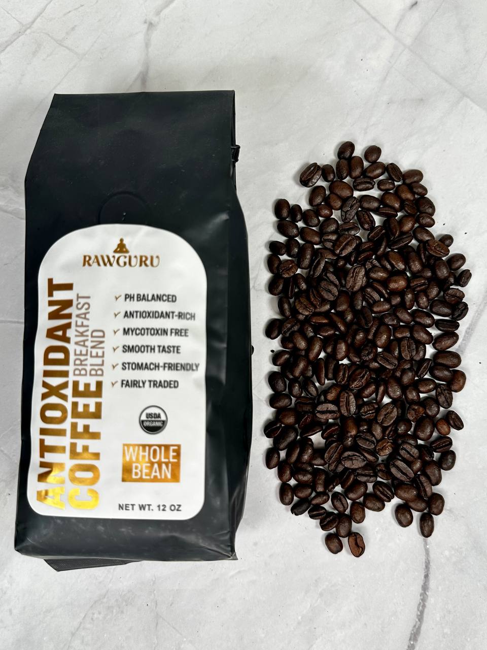 Organic Antioxidant Coffee Breakfast Blend | Whole Bean | 12oz - Vegan America