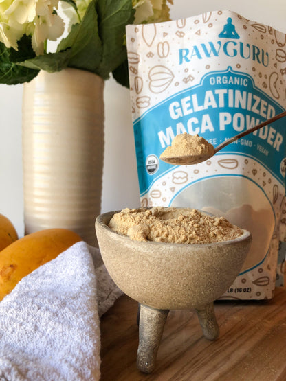 RawGuru Raw Organic Gelatinized Maca Powder - 16 oz - Vegan America