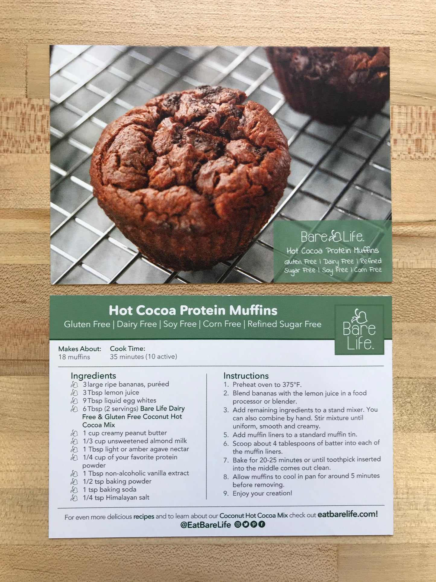 Hot Cocoa Protein Muffins Recipe Cards - Bare Life