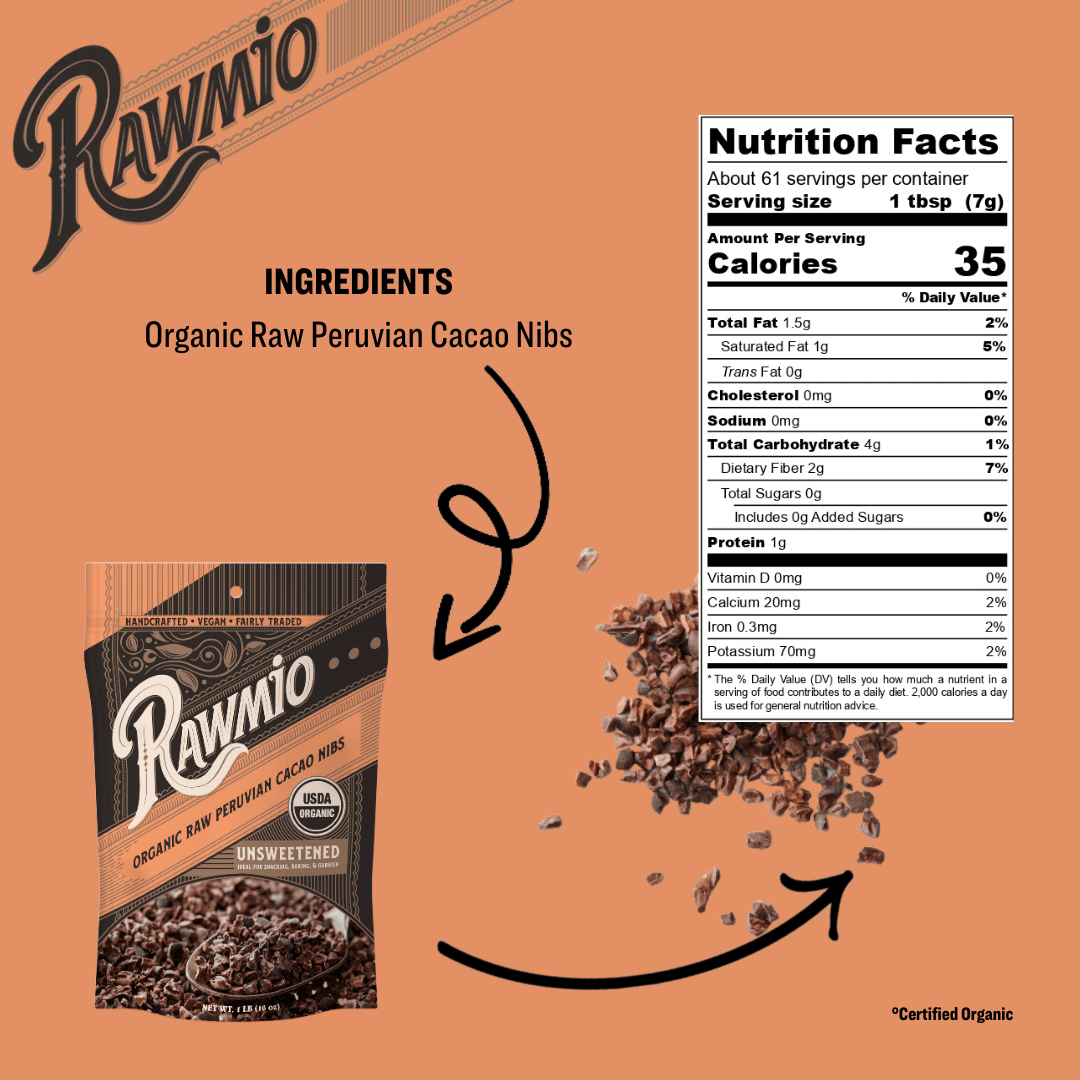 Raw Organic Cacao Nibs - 16 oz - Vegan America