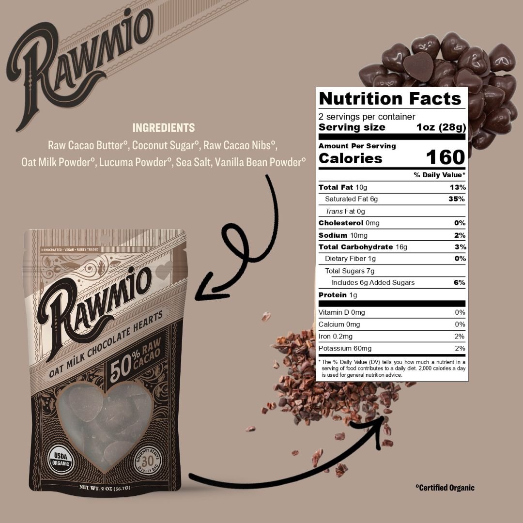 Raw Oat Milk Chocolate Hearts - Vegan America