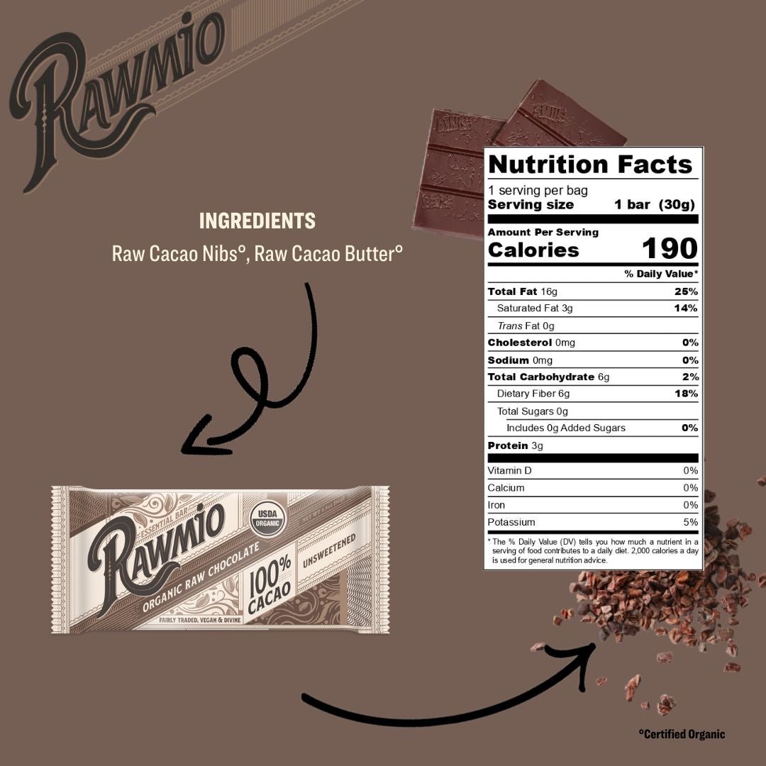 Essential Dark Chocolate Bar - 100% Cacao - Vegan America